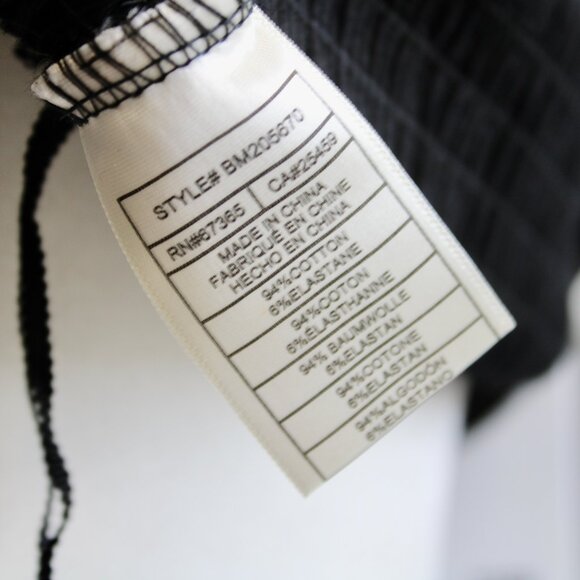 BB DAKOTA Women's Black Catch A Glance Smocked Ruffle Crop Top Size Medium NWT - Picture 6 of 9